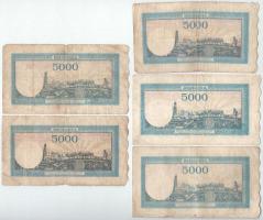 Románia 1944-1945. 5000L (5xklf dátum) T:VG
Romania 1944-1945. 5000 Lei (5xdiff dates) C:VG
Krause...