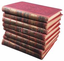 Jókai Mór összes művei. Nemzeti kiadás 8 kötete (LXXXIX., XIX., XCI., LXXXV., LXXXVIII., XXX., LXXXII., LXXVIII. kötetek) Közte három töredék kötettel: Fráter György II., A kőszívű ember fiai II., A lélekidomár II. köt. Bp., 1894-1910., Révai. Kiadói egészvászon-kötések, Gottermayer-kötések, kopott borítókkal, címlaphiányokkal, egy sérült elülső szennylappal, egy kötetben néhány kijáró lappal, egy sérült gerinccel, névbejegyzésekkel, szecessziós ex libris-szekkel.