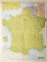 1940 Franciaország térképe, az Illustrierter Beobachter c. német magazin különszámának melléklete, 1 : 750.000, kisebb lapszéli szakadással, 74,5x55 cm