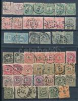 1874-1899 20 db színes számú krajcáros és 27 db feketeszámú krajcáros bélyeg jól olvasható egykörös bélyegzésekkel, 2 db stecklapon