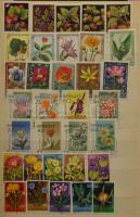 Virág motívum 570 db klf bélyeg közte sorok, önálló értékek, szelvényes bélyegek 10 lapos közepes berakóban