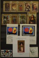 Festmény motívum 257 db bélyeg, sorokkal, sok ívszélivel + 19 db blokk, jó minőségű 8 lapos A/4 Philux berakóban