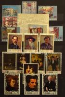 Festmény motívum 257 db bélyeg, sorokkal, sok ívszélivel + 19 db blokk, jó minőségű 8 lapos A/4 Phil...