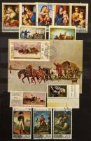 Festmény motívum 257 db bélyeg, sorokkal, sok ívszélivel + 19 db blokk, jó minőségű 8 lapos A/4 Phil...
