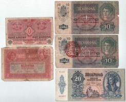 1915. 10K (2x, egyik piros "MAGYARORSZÁG" felülbélyegzéssel) + 1916. 1K + 1917. 2K + 1941. 20P T:F-VG