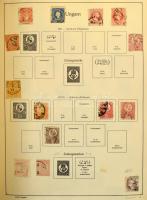 Főleg bélyegzett magyar gyűjtemény az 1858-2000 közötti időszakból 7 db albumban, néhol berakólapokon, benne több tartalmas háború előtti gyűjtemény (jobb sorokkal, blokkokkal), a későbbi évekből Roosevelt blokk, 80 éves a magyar bélyeg blokksor. Az egyik albumban az 1961-2000-es évek postatiszta blokkjai, kisívjei több példányban. Érdekes hagyatéki anyag, rendkívül magas katalógusértékkel! Hullámkarton ládában.