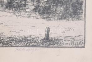 Komjáti-Wanyerka Gyula (1894-1958): Pecázók. Rézkarc, papír, jelzett. Üvegezett fakeretben, 25×18,5 ...