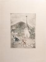 Láng Rudolf (1904-1991): Különc. Színes rézkarc, papír. Jelzett, számozott (36/100). 29,5×23 cm