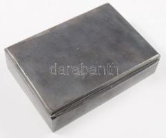 Ezüst (Ag) szivaros doboz fa betéttel. Jelzett, dianás jelzéssel, Br 258 g 13x10 cm