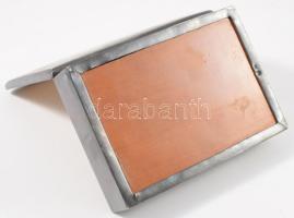 Ezüst (Ag) szivaros doboz fa betéttel. Jelzett, dianás jelzéssel, Br 258 g 13x10 cm