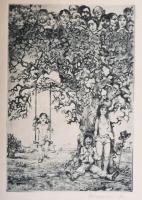 Kolozsvári M. jelzéssel (Kolozsvári Grandpierre Miklós?): Jelenet. Rézkarc, papír. 26×18 cm