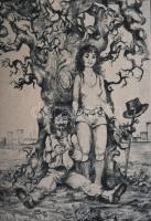 Kolozsvári M. jelzéssel (Kolozsvári Grandpierre Miklós?): Jelenet. Rézkarc, papír. 26×18 cm