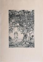 Kolozsvári M. jelzéssel (Kolozsvári Grandpierre Miklós?): Jelenet. Rézkarc, papír. 26×18 cm