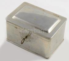 Berndorf alpakka cukordoboz, kulccsal. 13x9x8 cm