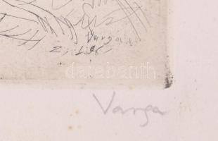 Varga Nándor Lajos (1895-1978): Patakparton. Rézkarc, papír, jelzett, kartonra kasírozva, lap széle ...