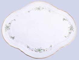 Hollóházi Erika mintás két személyes teás készlet, tálcával, Kézzel festett, jelzett, hibátlan 40 cm