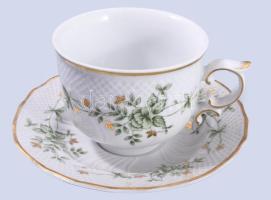 Hollóházi Erika mintás két személyes teás készlet, tálcával, Kézzel festett, jelzett, hibátlan 40 cm