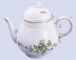 Hollóházi Erika mintás két személyes teás készlet, tálcával, Kézzel festett, jelzett, hibátlan 40 cm