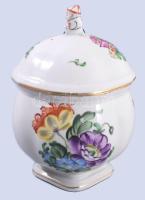 Herendi kínai figurás cukordoboz. Kézzel festett, jelzett, hibátlan 17 cm