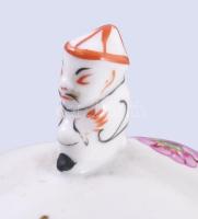 Herendi kínai figurás cukordoboz. Kézzel festett, jelzett, hibátlan 17 cm