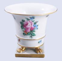 Herendi oroszlántalpas váza, Kézzel festett, jelzett, hibátlan 13 cm