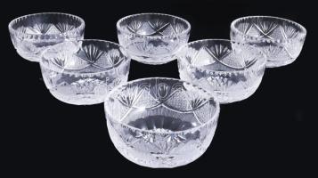 6 darabos kristály salátás / kompótos készlet, hibátlan d: 12 cm