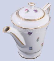 Zsolnay mokkás kiöntő és cukordoboz. Matricás, jelzett, kiöntőn gyári tűzrepedés. 17 cm, 10 cm