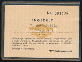 cca 1980 MÁV utazási engedély főtanácsos részére