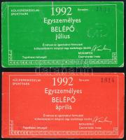 1992 MONIMPEX külkereskedelmi sportpark 2 db belépője