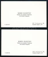 cca 1970-1980 Sebes Gusztáv (Aranycsapat volt szövetségi kapitánya) 2 db névjegye
