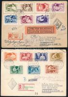 1955 Munka sor 1955 júniusban ill. novemberben megjelent 7-7 értéke 2 db Hollandiába küldött ajánlott FDC-n