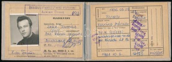 1971 BKV arcképes igazolvány gépkocsivezető részére