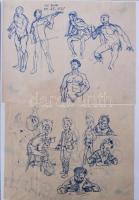 Lengyel Lajos (1904-1978): kb. 44 db illusztráció és tanulmányrajz. Klf. technikák, papír, egyik jel...