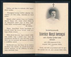 1910 Esterházy Margit hercegné arcképes halotti értesítője