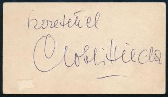 Gobbi Hilda (1913-1988) színésznő aláírása névjegykártyáján