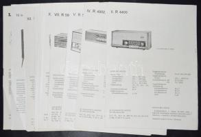 cca 1970-1980 Rádió és TV készülékek műszaki leírásai, összesen 13 db, vegyes állapotban