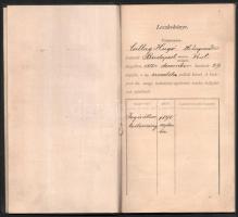 1892 Budapesti Egyetem jogi kar leckekönyve, fotó nélkül, benne Plósz, Láng, Wlassics, Pulszky aláírásokkal