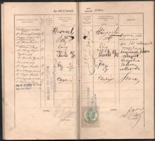 1892 Budapesti Egyetem jogi kar leckekönyve, fotó nélkül, benne Plósz, Láng, Wlassics, Pulszky aláír...