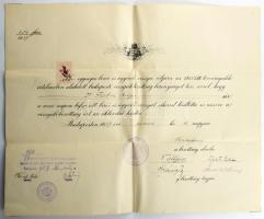 1937 Bírói és ügyvédi képesítő oklevél aláírásokkal (Finkey Ferenc, Tóth György, Glatz Ede, Kövess Béla, stb.)