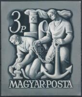 ~1945 Konecsni György eredeti, meg nem valósult bélyegterve 110 x 130 mm