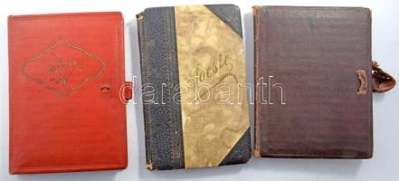 1907-1961 3 db emlékkönyv bejegyzésekkel, rajzokkal