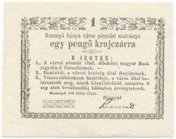 1849. július 16. Rozsnyó 1kr "Rozsnyó bánya város pénztári utalványa" vízjeles papíron! T:AU Adamo ROZ-1.1.2