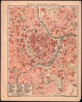 cca 1900 Bécs, Zürich, Konstantinápoly (Isztambul) térképei, 3 db térkép-melléklet a Brockhaus Konversations-Lexikon 14. kiadásából, 31x25 cm és 25x16 cm