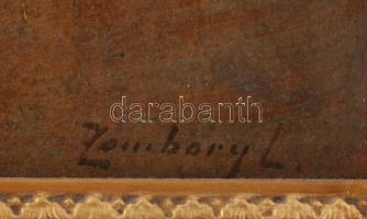 Zombory Lajos (1867-1933): Lovaskocsi. Olaj, karton, jelezve jobbra lent. Hátoldalán régi MNG kivite...