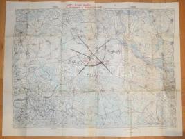 cca 1939 Vukovár és Vinkovce (Vinkovci) környéke (Horvátország), 2 részből összeállított térkép, rajta kézi jelölésekkel, 1 : 100.000, 64x86 cm