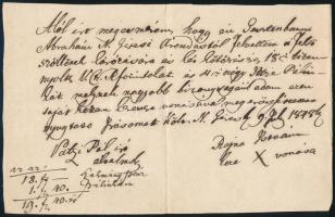 1848 Magyar nyelvű kézzel írt számla