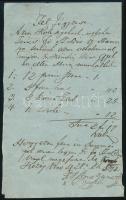 1842 Magyar nyelvű kézzel írt számla