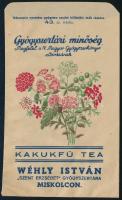 Wéhly István "Szent Erzsébet" Gyógyszertára Miskolc kakukkfű tea gyógyszertári boríték