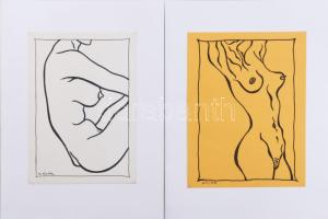 Kádár György (1912-2002): 10 női akt rajz. Tus, papír. Mindegyik jelzett. 23×16 és 32x25 cm körüli m...