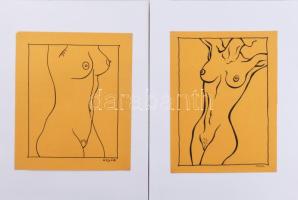 Kádár György (1912-2002): 10 női akt rajz. Tus, papír. Mindegyik jelzett. 23×16 és 32x25 cm körüli m...